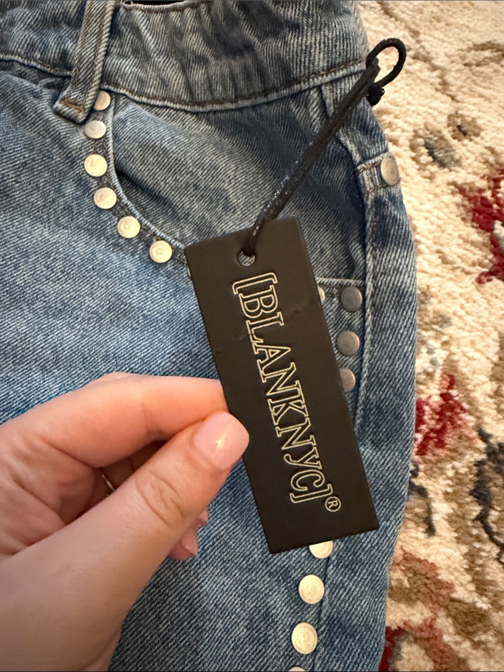 Denim Mini Skirt with Stud Trim Blank NYC NWT - Picture 2 of 5